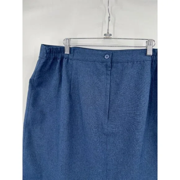 Navy Pencil Skirt 20W Sag Harbor Suits Blue Elastic Waist Office Vintage Modest - Picture 4 of 8
